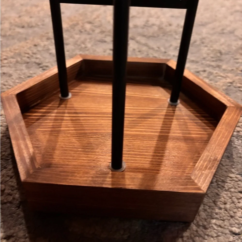 New in Box Wooden and Black Metal Jewelry Tray